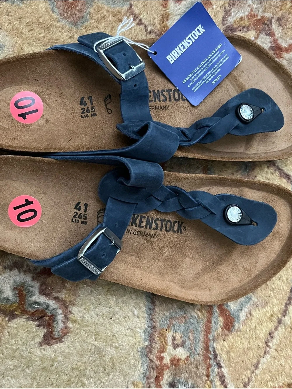 Birkenstock Women's Braided Toe-Post Sandals in Navy Blue